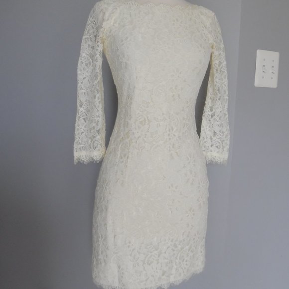 Diane Von Furstenberg Ivory Zarita Lace‎ Mini Dress - Picture 5 of 15